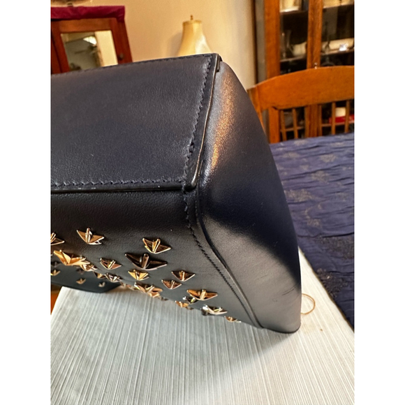Jimmy Choo Navy Blue Leather Tote Bag Small Navy Blue with Crossbody Strap - Picture 11 of 12